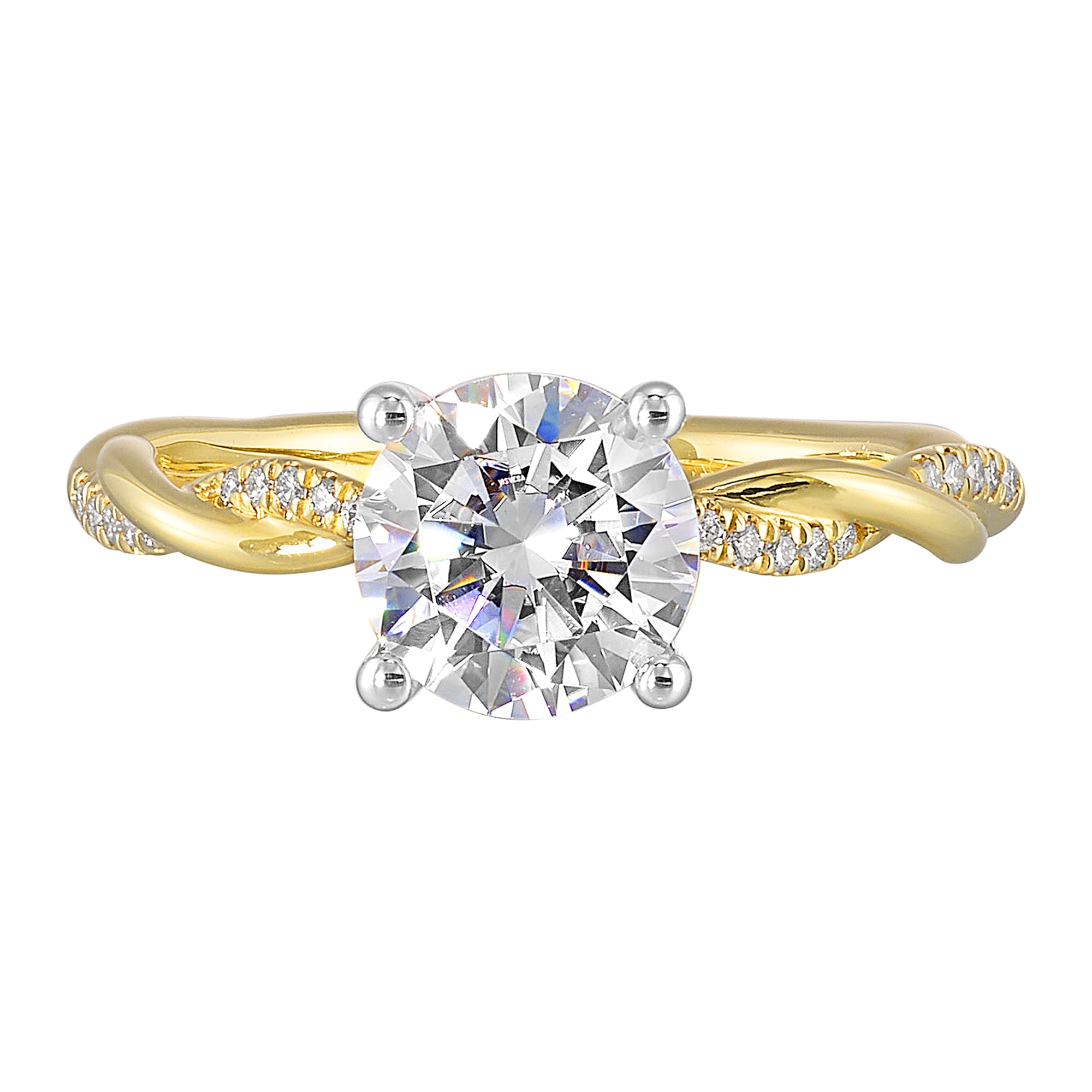 14Kt White Yellow Semi Mount 1/7Ctw For 2Ct Round Center - W5422RN200SM-4YWB