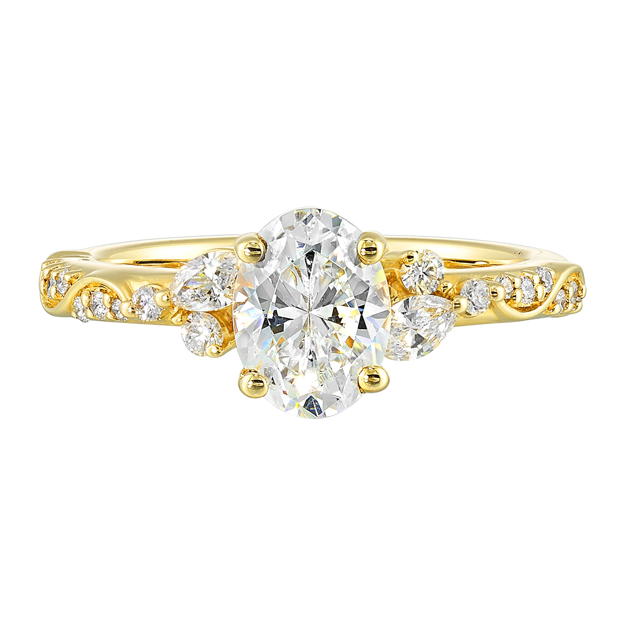 14Kt Yellow Semi Mount 1/3Ctw For 2Ct Oval Center - W5462ON200SM-4YB