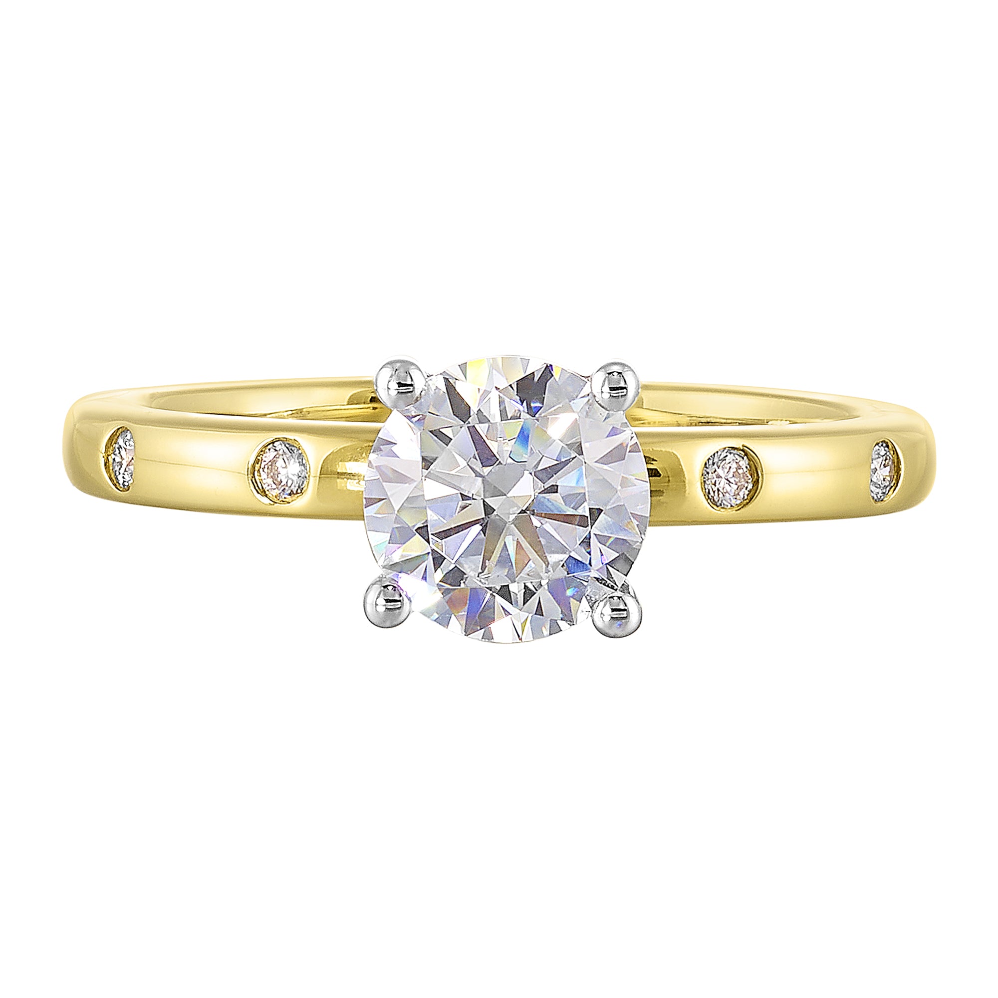 14Kt White Yellow Semi Mount 1/20Ctw For 1Ctw Round Center - W5531RN100SM-4YWB