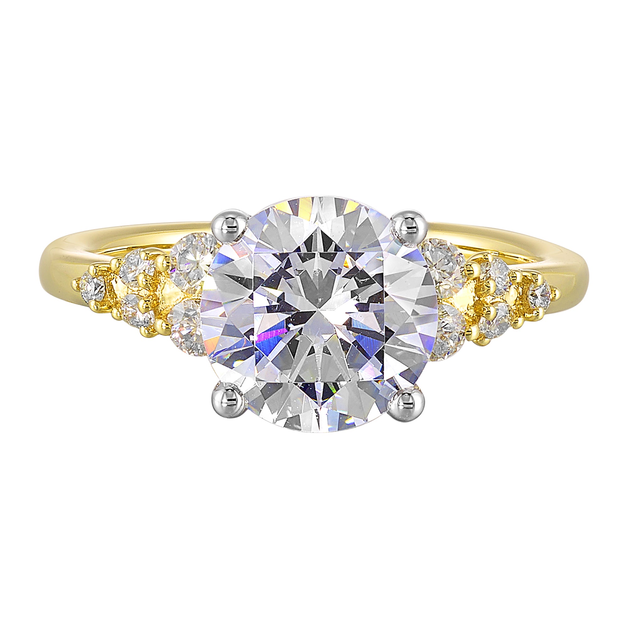 14Kt White Yellow Semi Mount 1/3Ctw For 2Ct Round Center - W5731RN200SM-4YWB