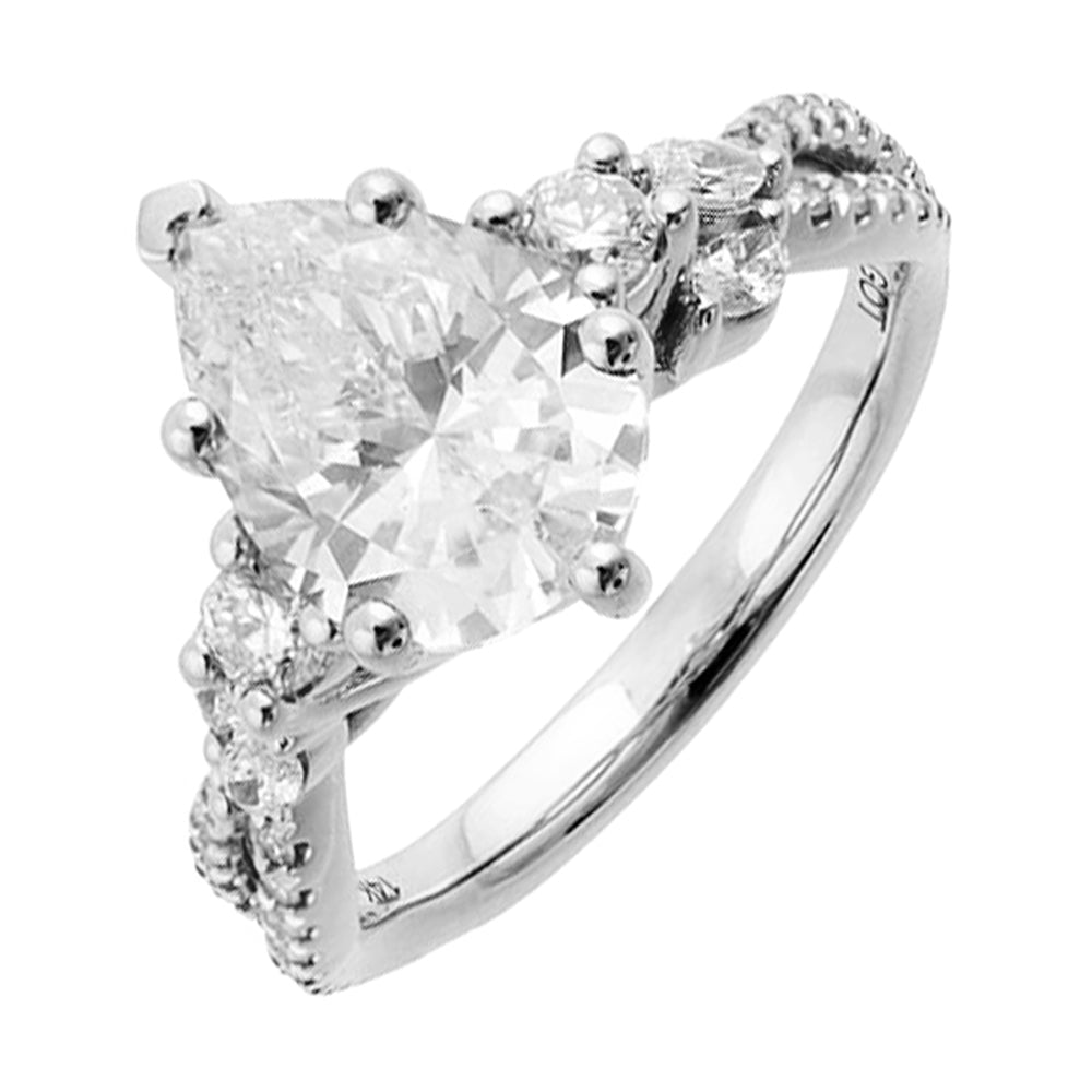 14Kt White Semi Mount 1/2Ctw For 2Ct Pear Center - W5852SN200SM-4WB