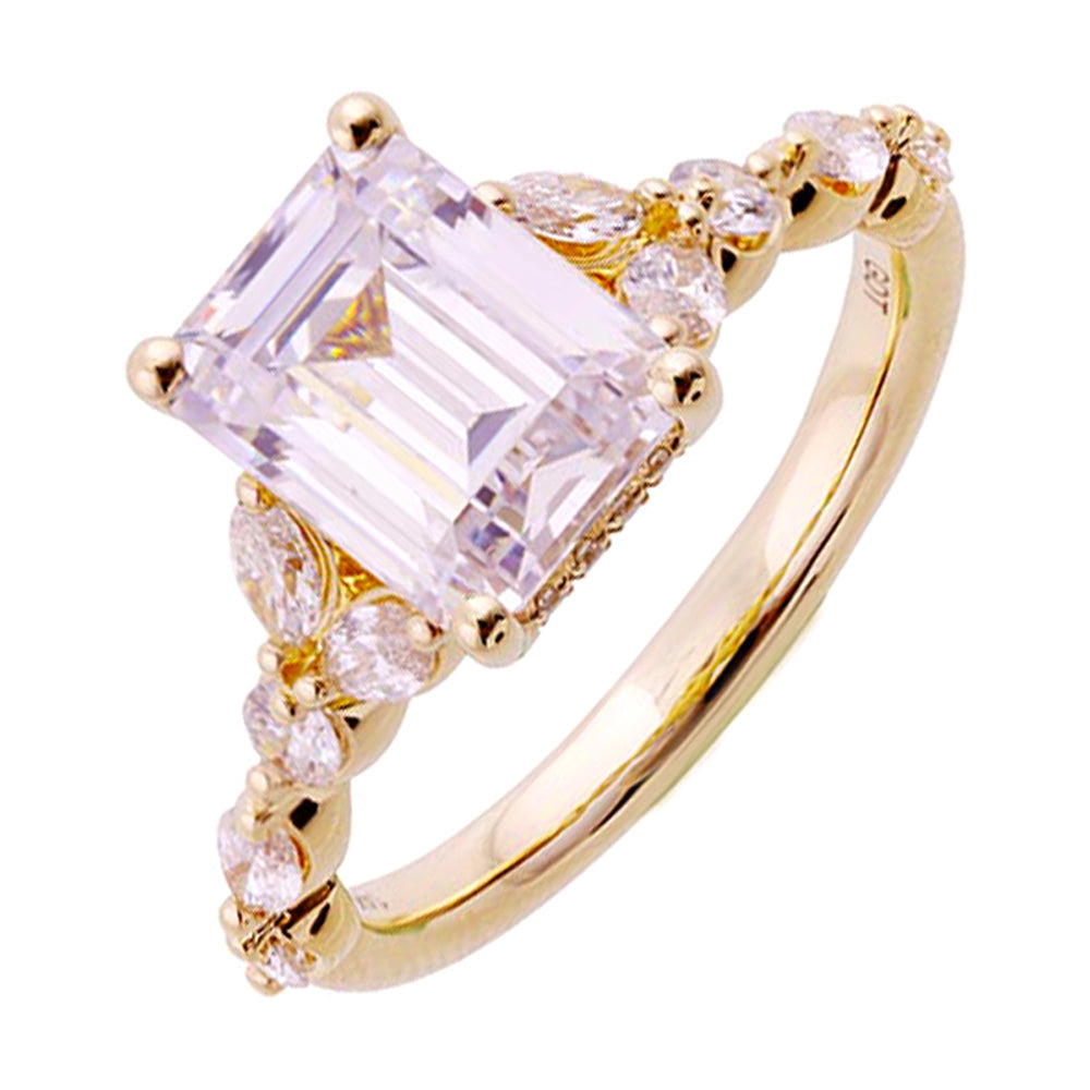14Kt Yellow Semi Mount 1/3Ctw For 2Ct Radiant Center - W5861DN200SM-4YB