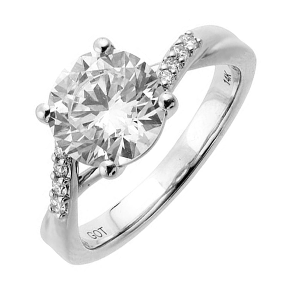 14Kt White Semi Mount 1/12Ctw For 2Ct Round Center - W5882RN200SM-4WB