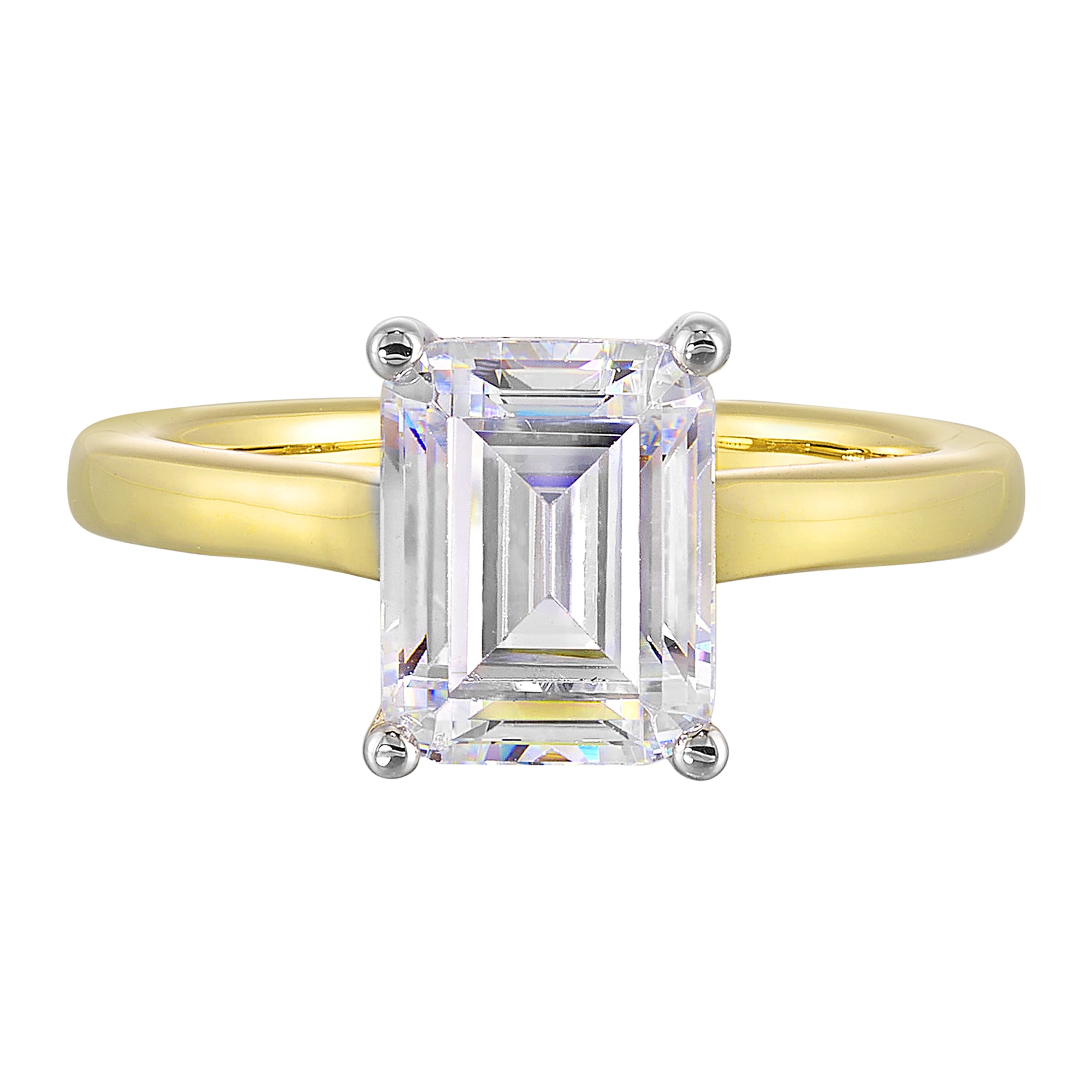 14Kt White Yellow Semi Mount 1/12Ctw For 2 1/2Ct Emerald Cut Center - W6150EN250SM-4YWB
