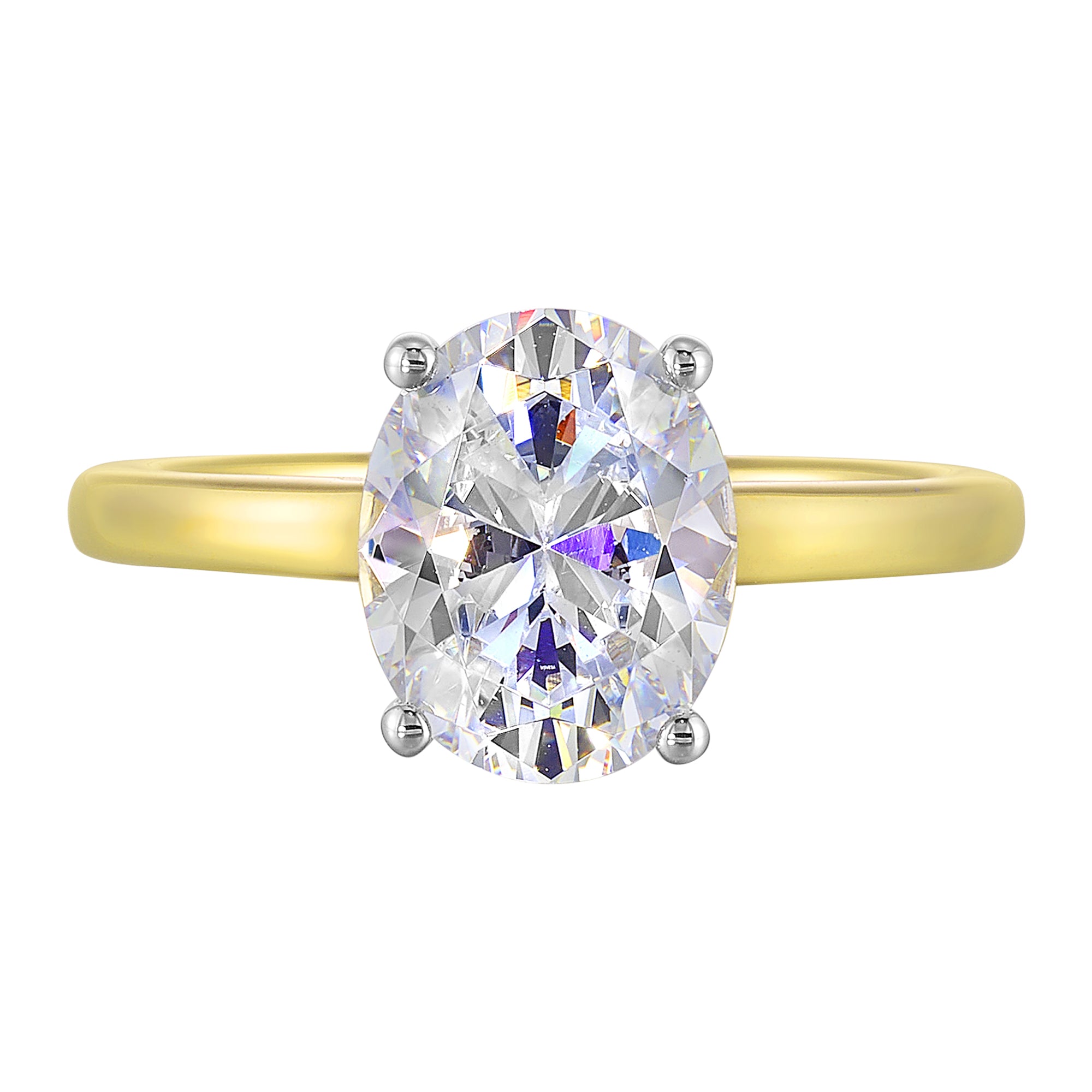 14Kt White Yellow Semi Mount 1/15Ctw For 2Ct Oval Center - W6150ON200SM-4YWB