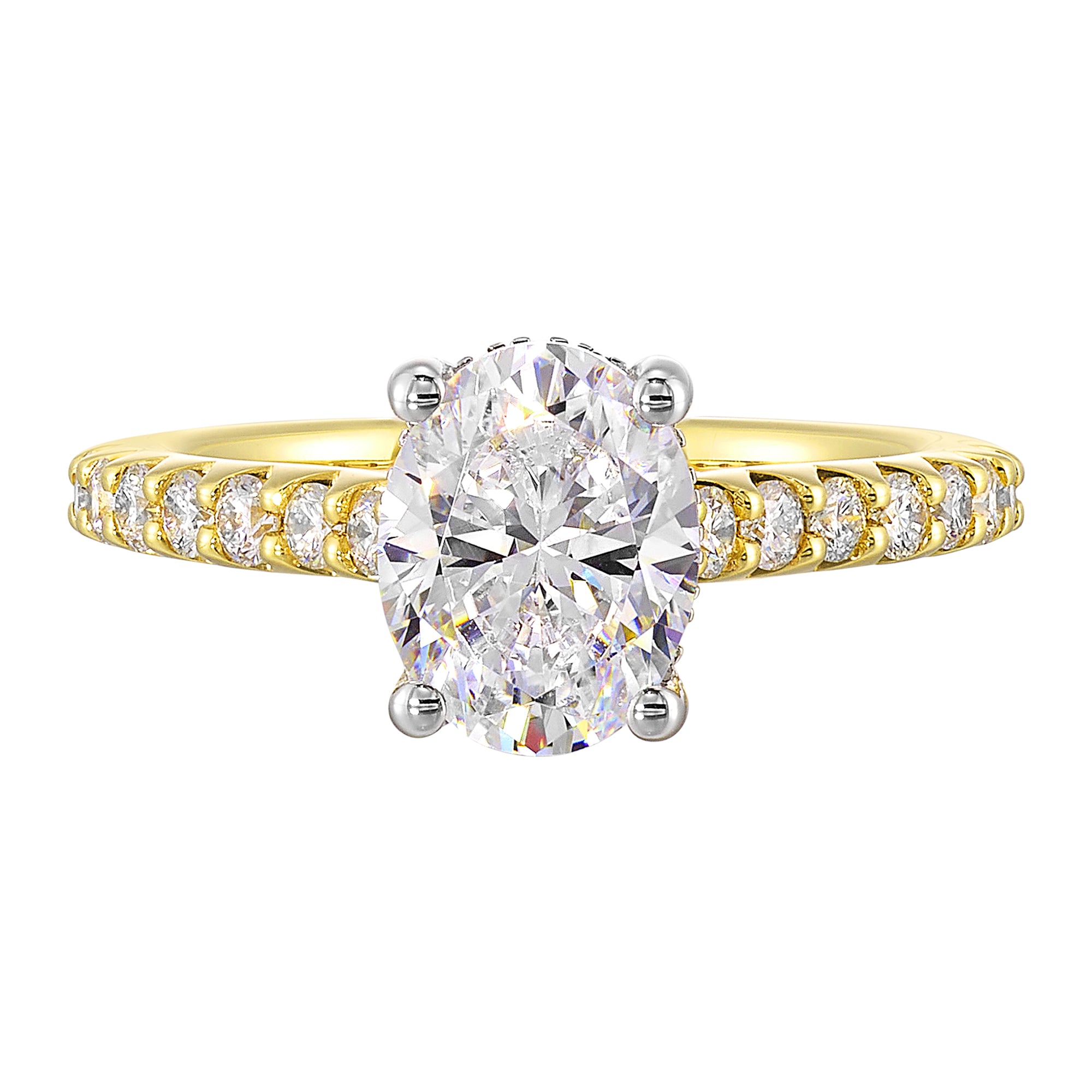 14Kt White Yellow Semi Mount 1/2Ctw For 2Ct Oval Center - W6151ON200SM-4YWB
