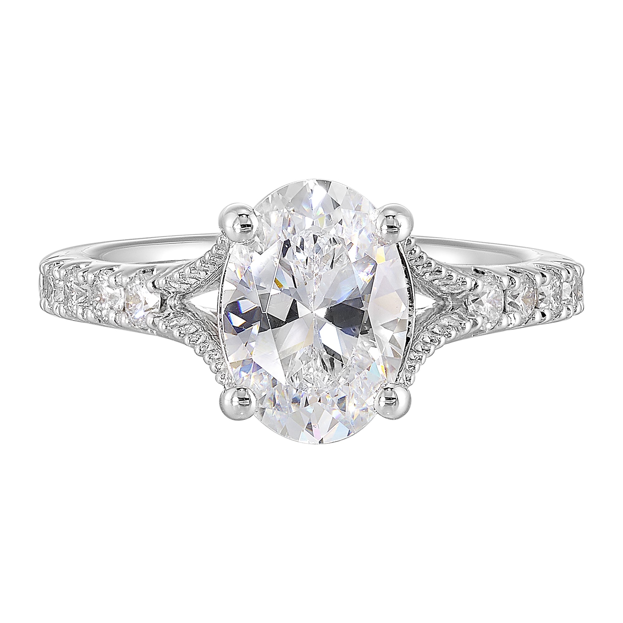 14Kt White Semi Mount 1/3Ctw For 2Ct Oval Center - W6241ON200SM-4WB