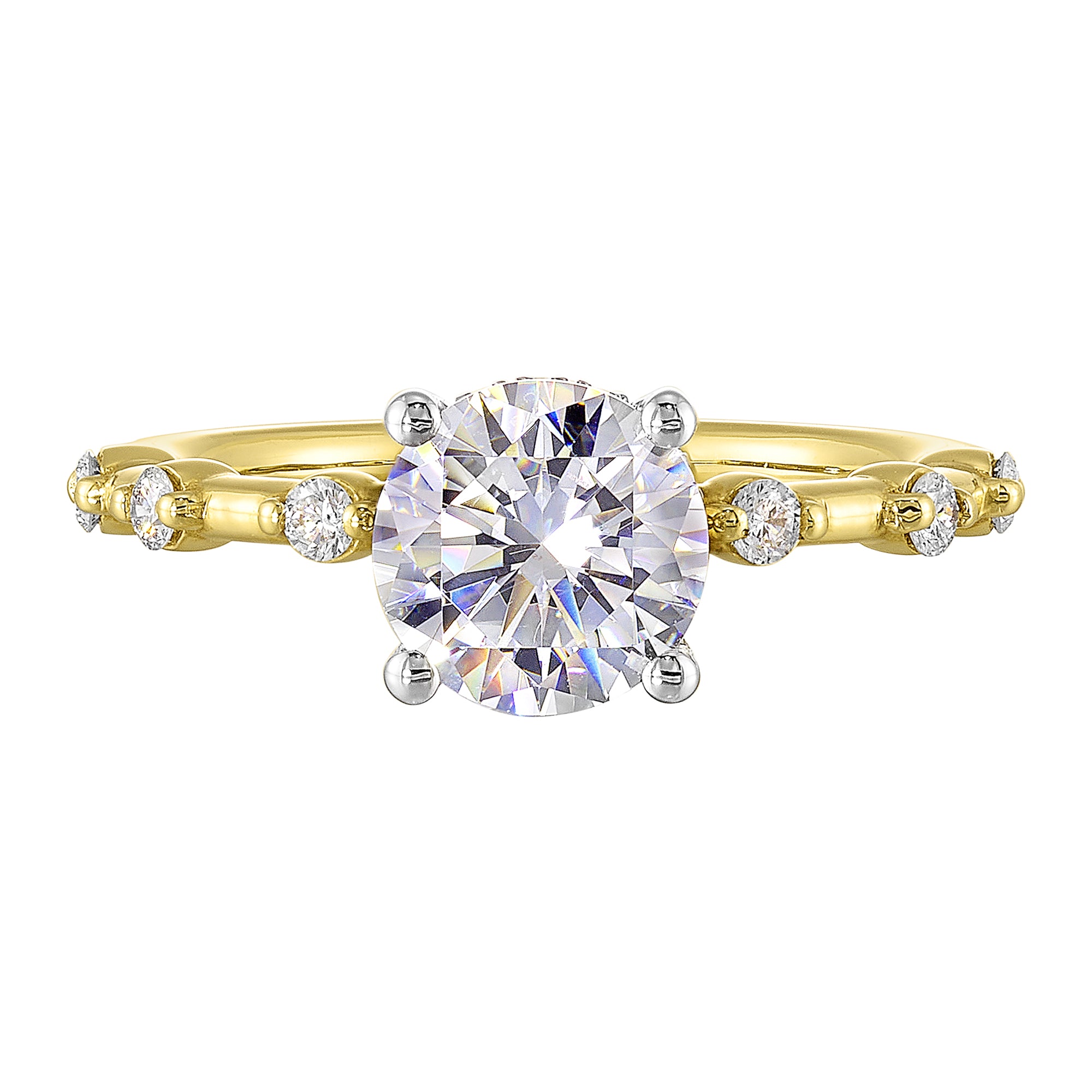 14Kt White Yellow Semi Mount 1/4Ctw For 1 1/2Ct Round Center - W6251RN150SM-4YWB