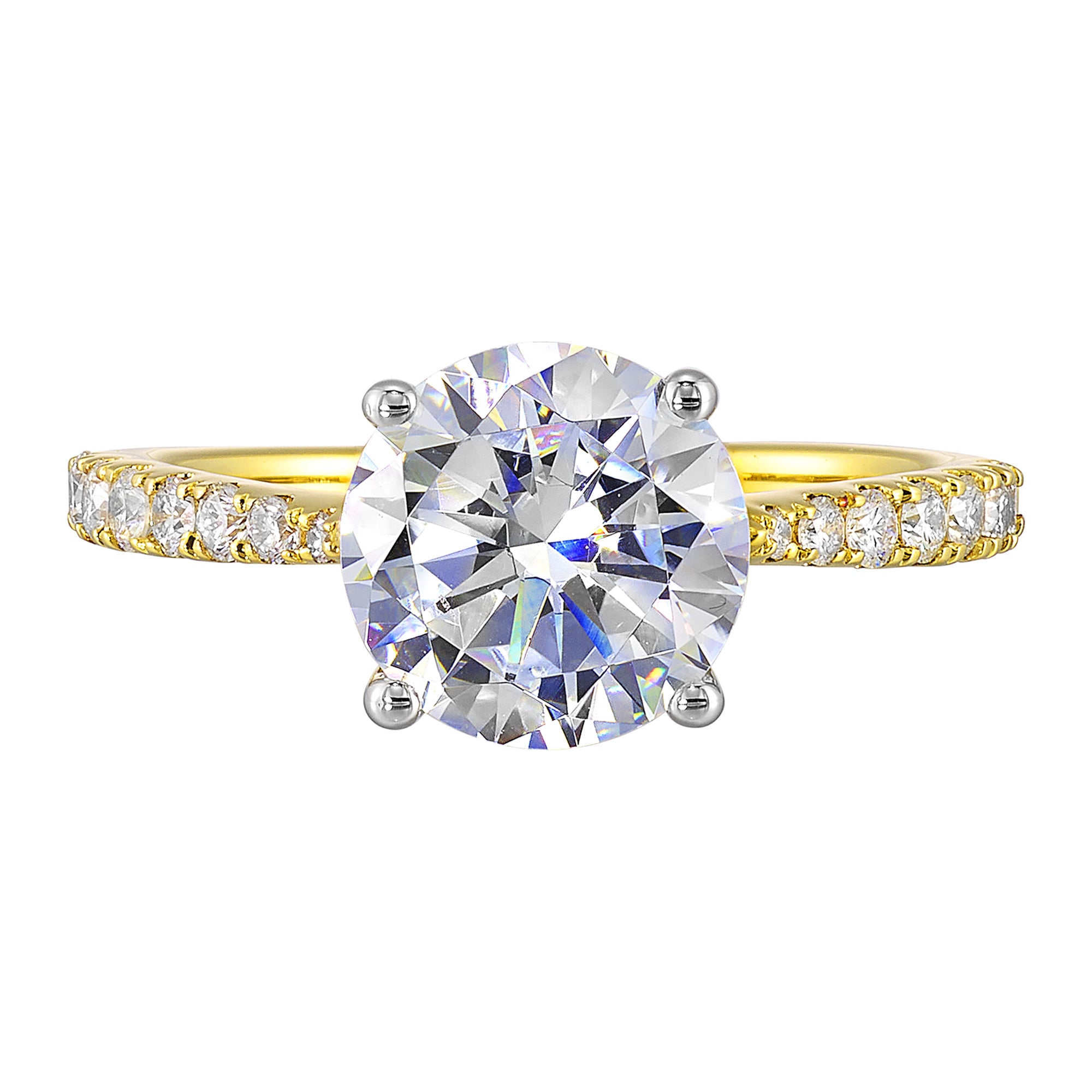 14Kt White Yellow Semi Mount 1/4Ctw For 2Ct Round Center - W6271RN200SM-4YWB