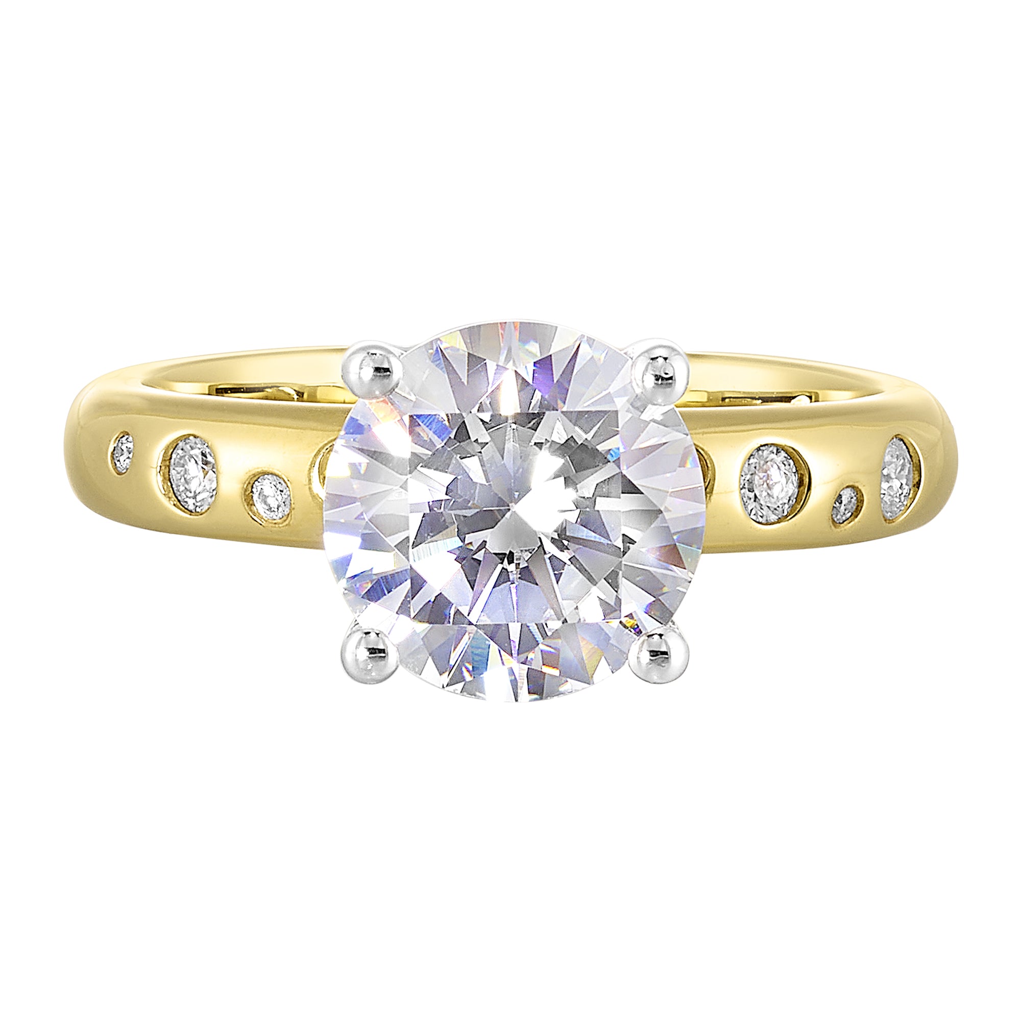 14Kt Whiite Yellow Semi Mount 1/10Ctw For 2Ct Round Center - W6281RN200SM-4YWB