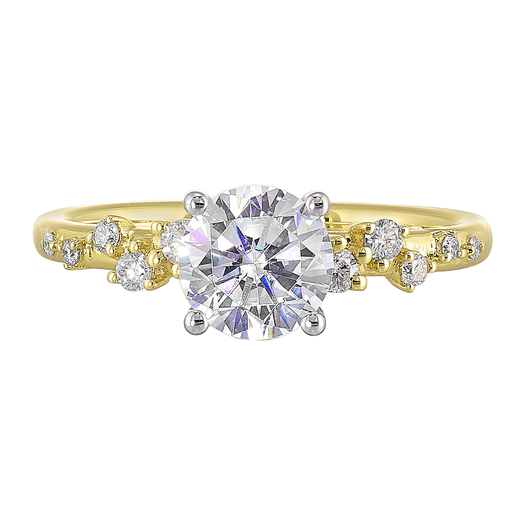 14Kt White Yellow Semi Mount 1/5Ctw For 2Ct Round Center - W6311RN200SM-4YWB