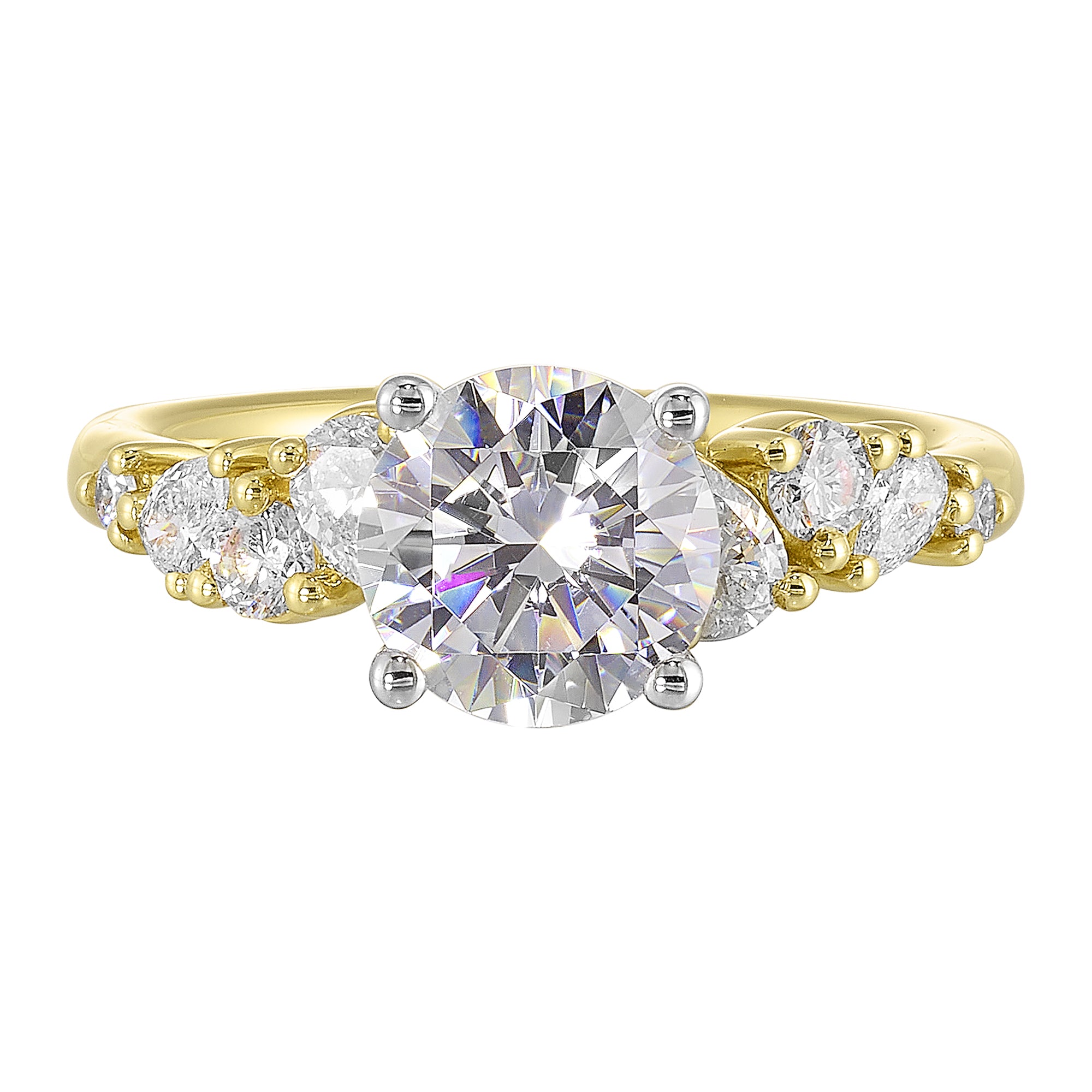 14Kt White Yellow Semi Mount 1/2Ctw For 1 1/2Ct Round Center - W6351RN150SM-4YWB