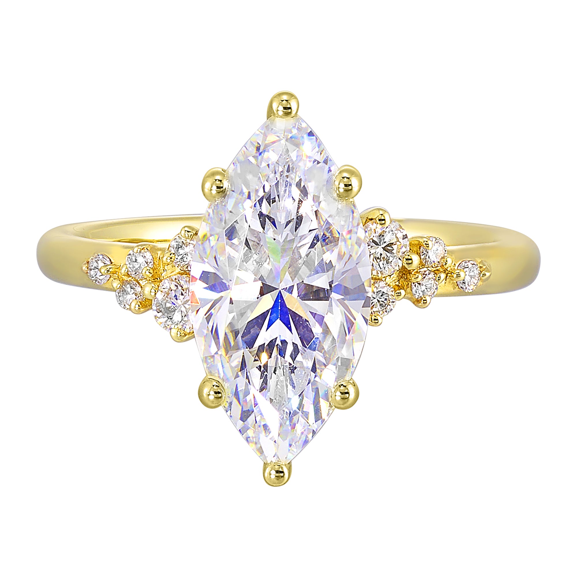 14Kt Yellow Semi Mount 1/6Ctw For 2Ct Maquise Center - W6371MN200SM-4YB