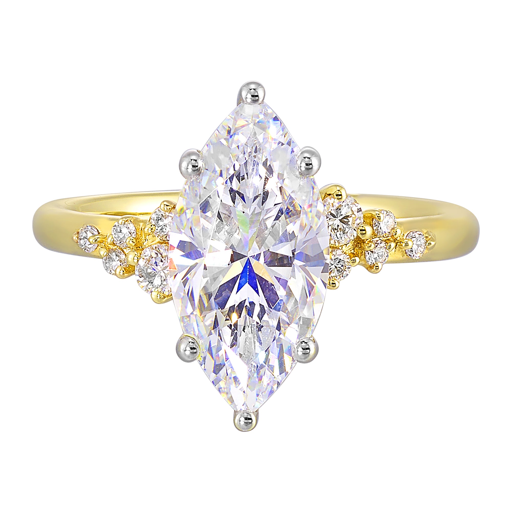 14Kt White Yellow Semi Mount 1/6Ctw For 2Ct Marquise Center - W6371MN200SM-4YWB