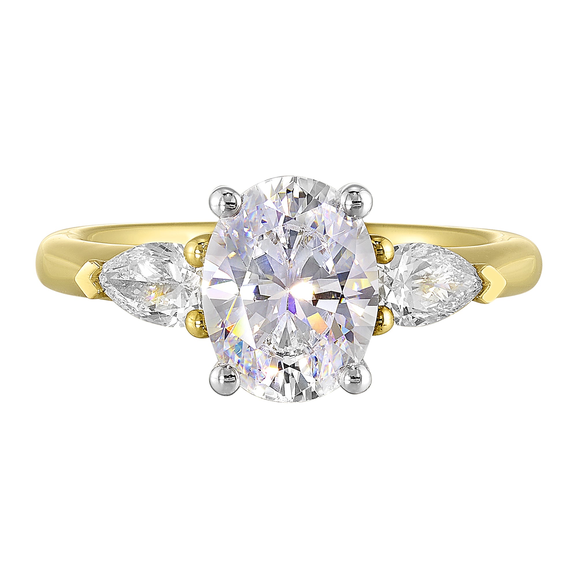 14Kt White Yellow Semi Mount 1/2Ctw For 2Ct Oval Center - W6381ON200SM-4YWB