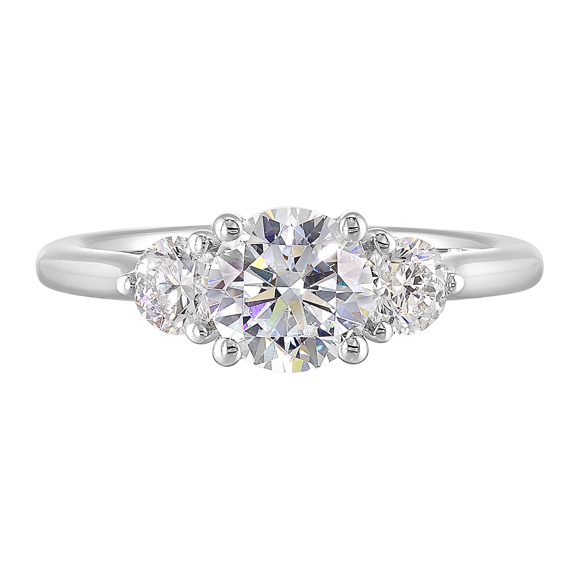 14Kt White Semi Mount 1/2Ctw For 1Ct Round Center - W6401RN100SM-4WB