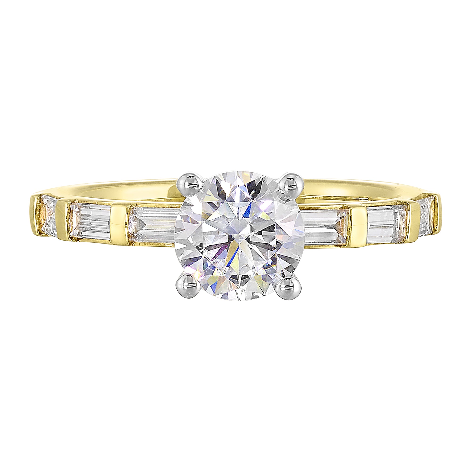 14Kt White Yellow Semi Mount 1/2Ctw For 1Ct Round Center - W6411RN100SM-4YWB
