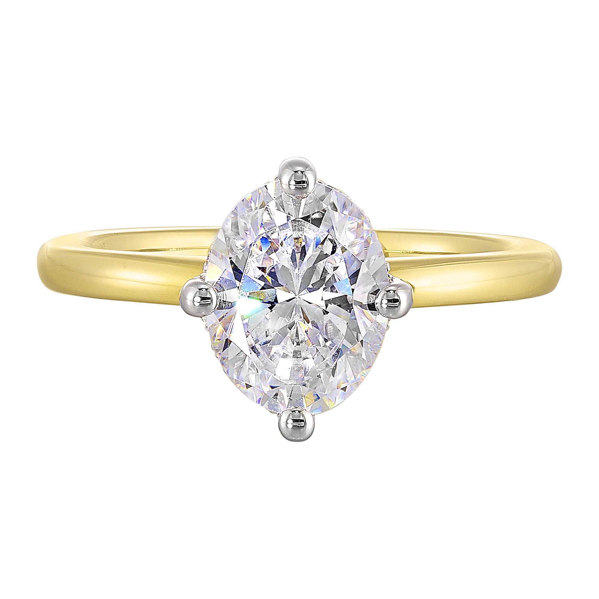 14Kt White Yellow Semi Mount 1/20Ctw For 2Ct Oval Center - W6440ON200SM-4YWB