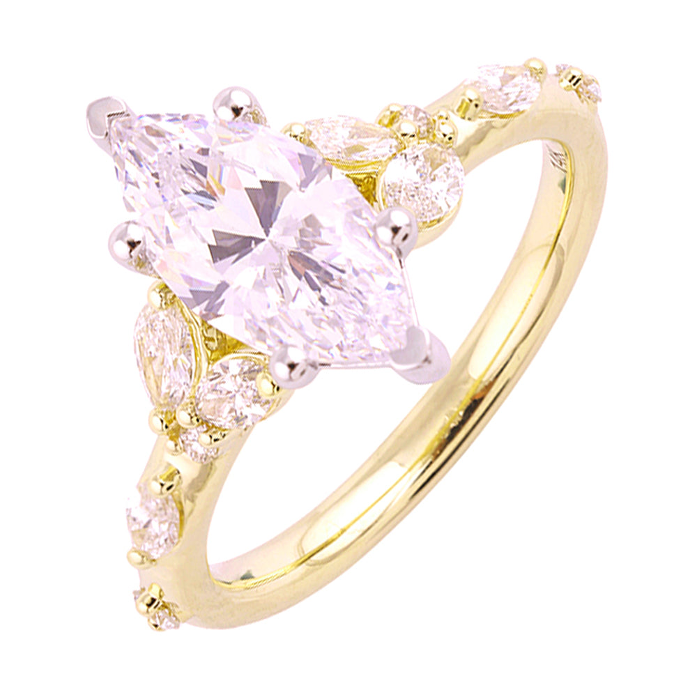 14Kt White Yellow Semi Mount 1/2Ctw For 2Ct Marquise Center - W6511MN200SM-4YWB