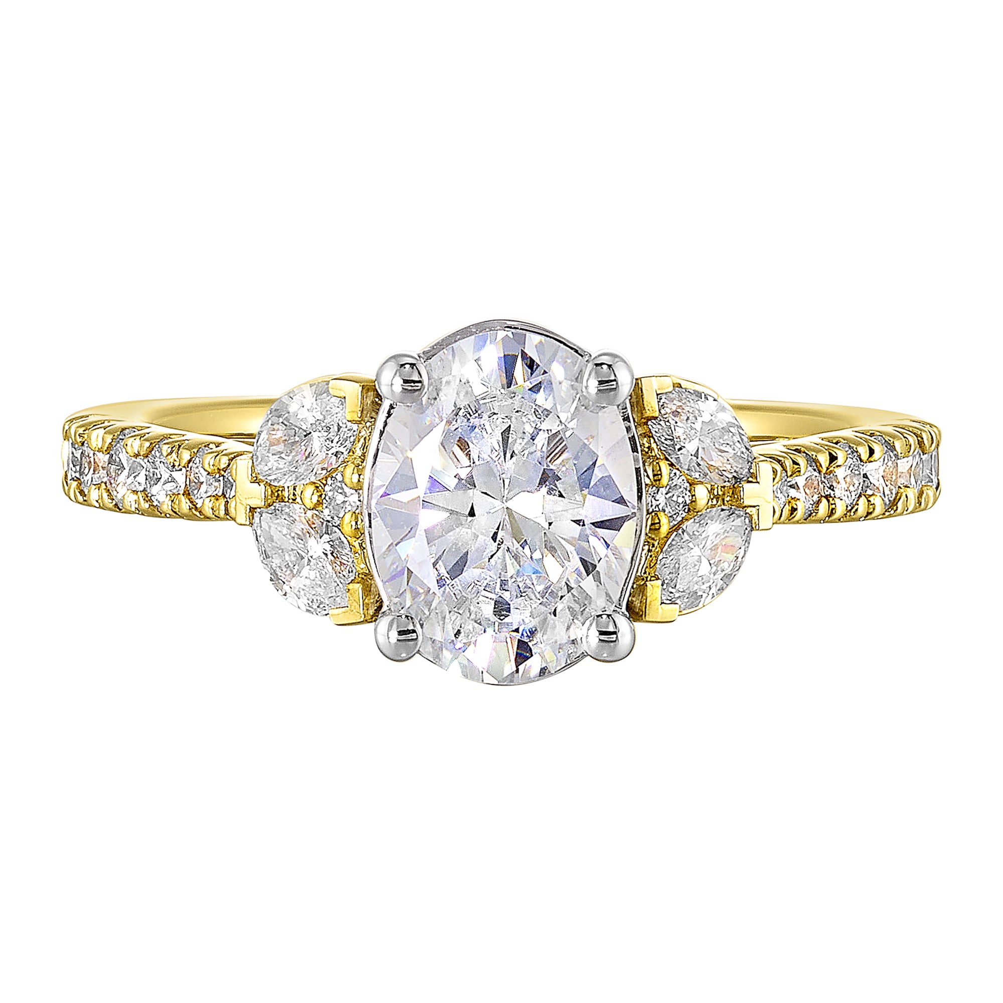 14Kt White Yellow Semi Mount 1/2Ctw For 1 1/2Ctw Oval Center - W6531ON150SM-4YWB