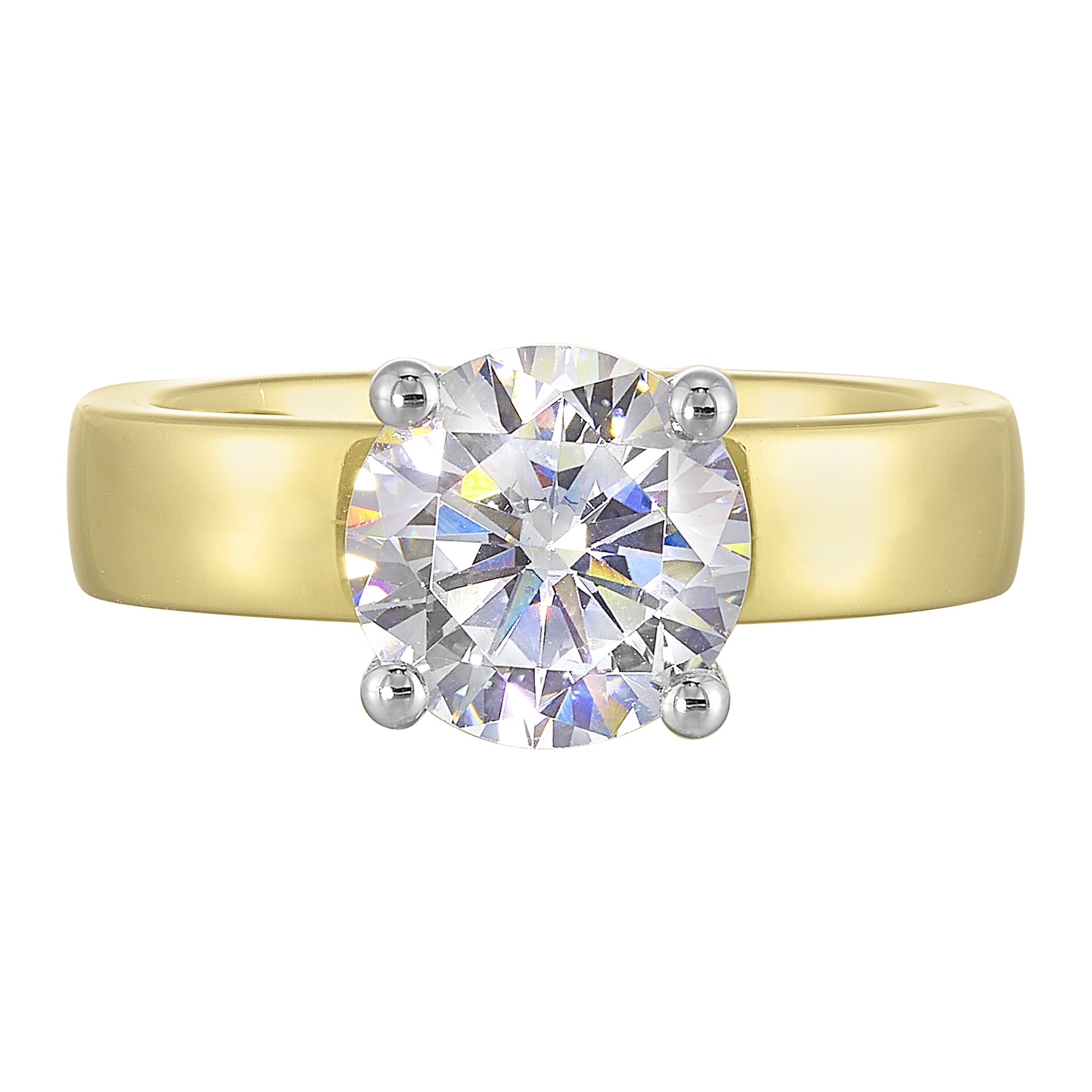 14Kt White Yellow Semi Mount 1/10Ctw For 2Ct Round Center - W6560RN200SM-4YWB