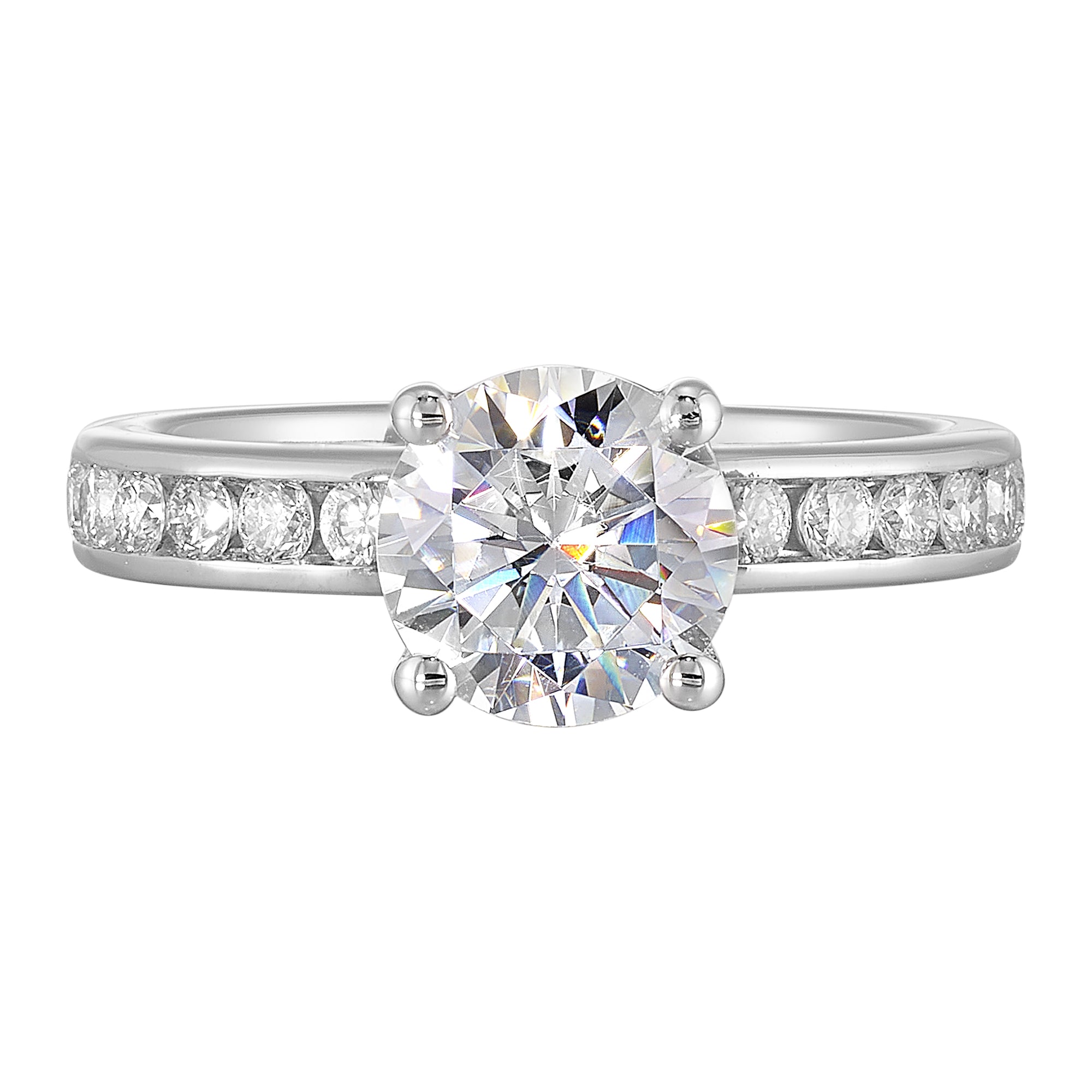 14Kt White Semi Mount 3/8Ctw For 1 1/2Ct Round Center - W6571RN150SM-4WB
