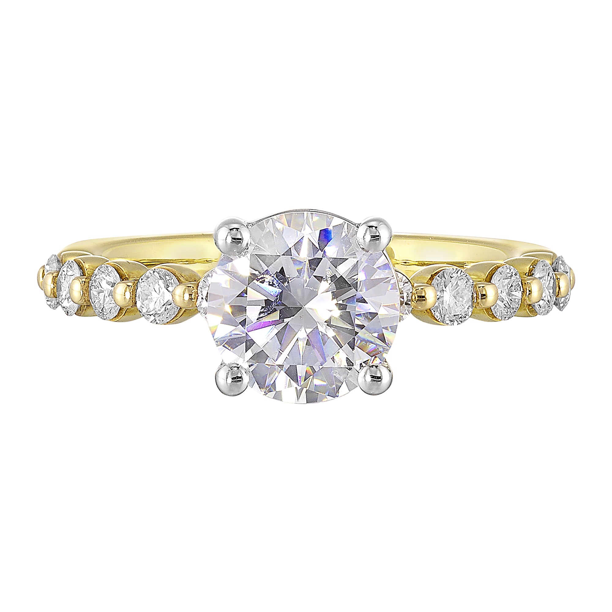 14Kt White Yellow Semi Mount 3/8Ctw For 2Ct Round Center - W6601RN200SM-4YWB