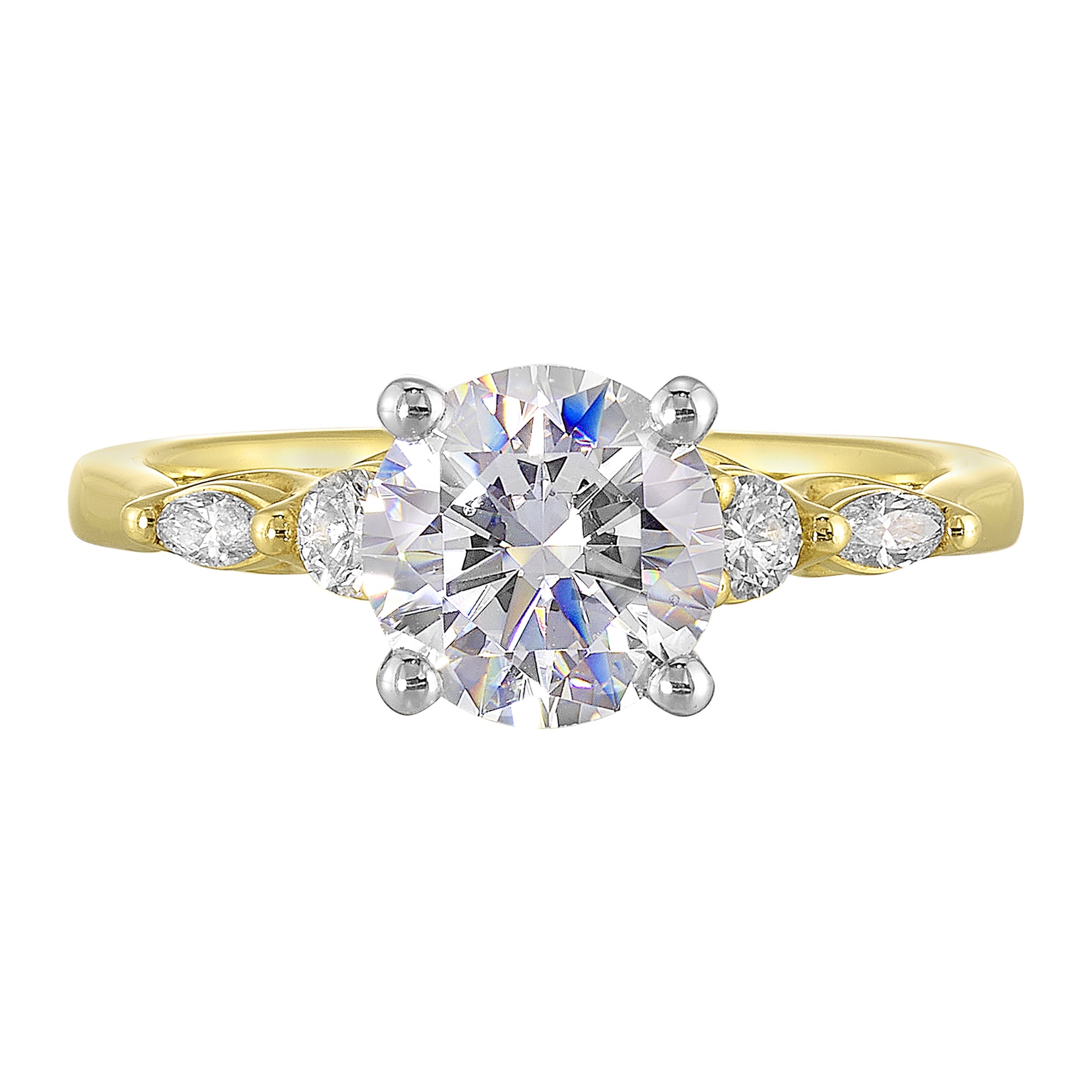 14Kt White Yellow Semi Mount 1/5Ctw For 1 1/2Ct Round Center - W6611RN150SM-4YWB