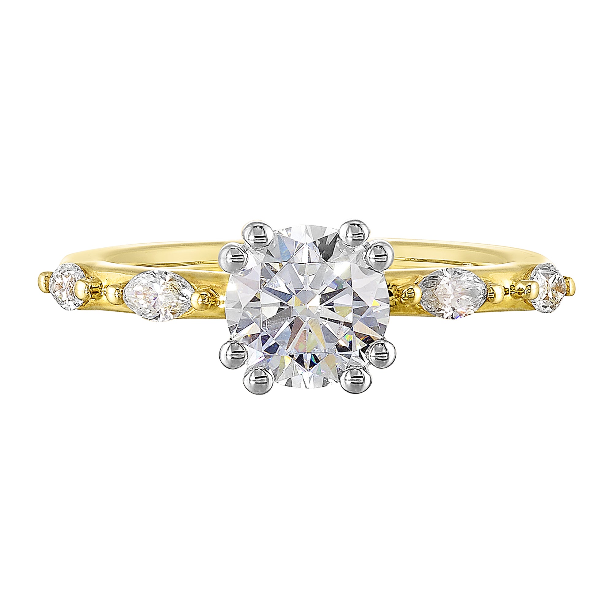14Kt White Yellow Semi Mount 1/4Ctw For 1Ct Round Center - W6661RN100SM-4YWB