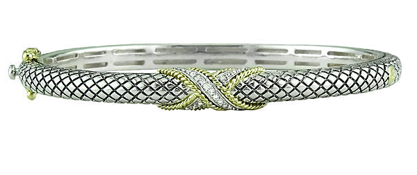 Sterling & 18KY Diamond Bangle