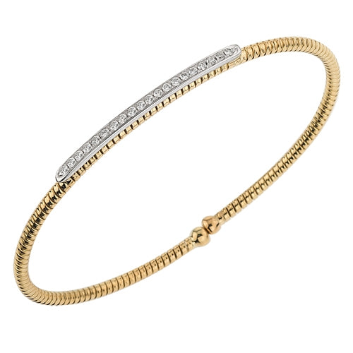 Flexible 18K Yellow Gold Diamond Bar Bracelet .25CTW