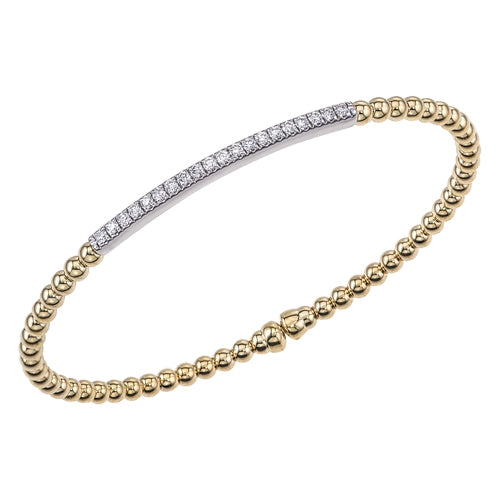 18K Yellow Gold Diamond Bar Beaded Bracelet .30ctw
