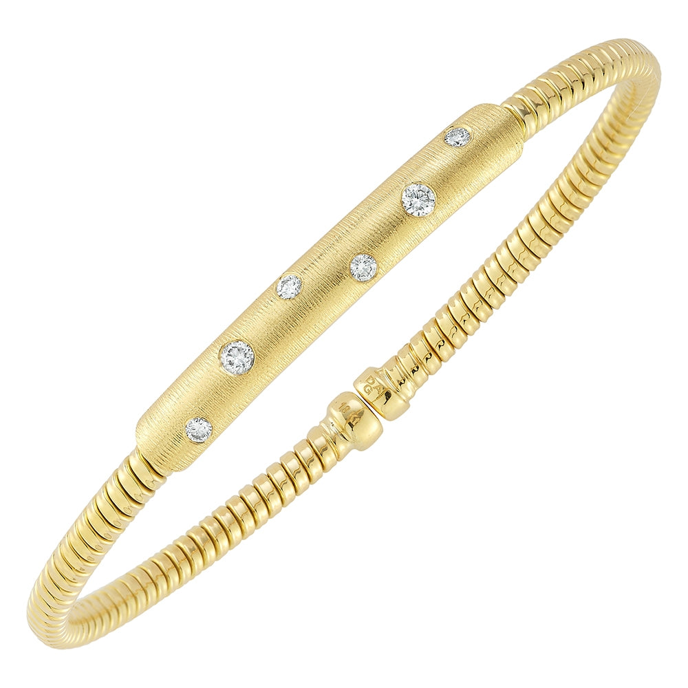 18KY Flexible Satin Finish Diamond Bracelet