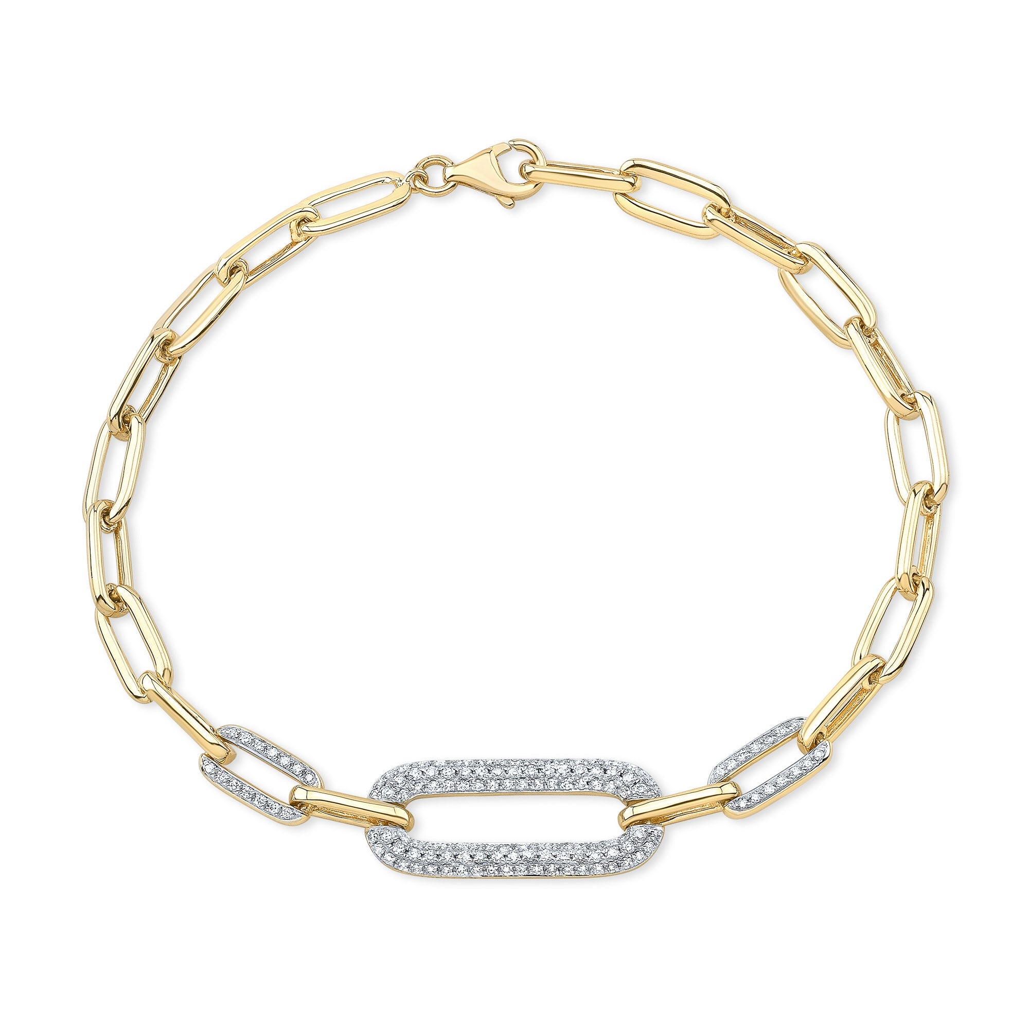 14K Yellow Gold Diamond Paperclip Bracelet .47ctw