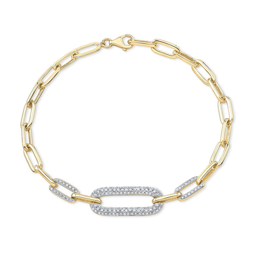 14K Yellow Gold Diamond Paperclip Bracelet .47ctw