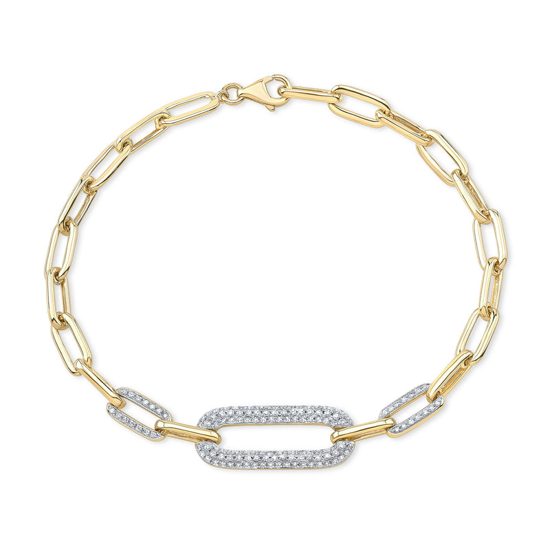 14K Yellow Gold Diamond Paperclip Bracelet .47ctw