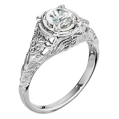 .88 ctw 18KW Antique Engraved Ring