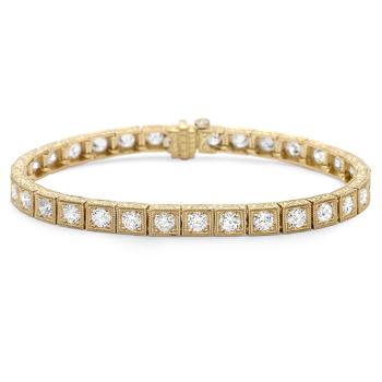 18KY Engraved Diamond Bracelet