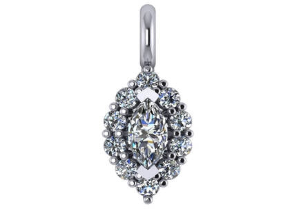 14K White Gold Marquise Diamond Necklace
