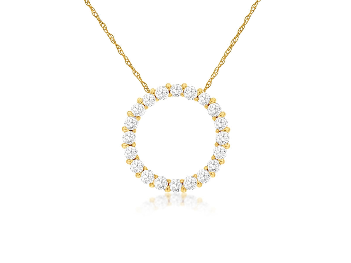 14K Yellow Gold 0.25ct Diamond Circle Pendant