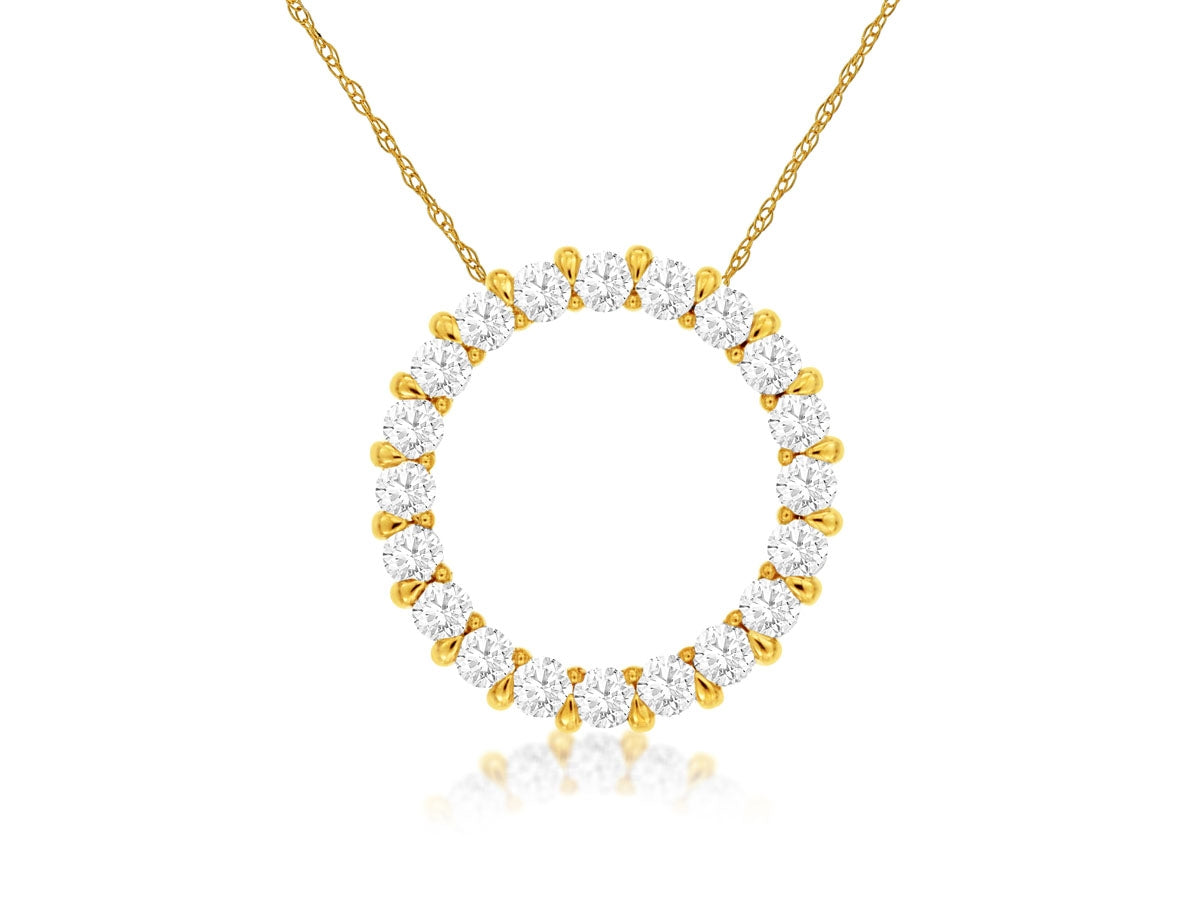 14K Yellow Gold .50 Carat Diamond Circle Pendant