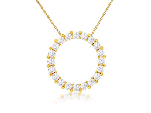 14K Yellow Gold .50 Carat Diamond Circle Pendant