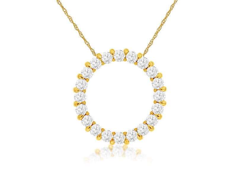 14K Yellow Gold .50 Carat Diamond Circle Pendant
