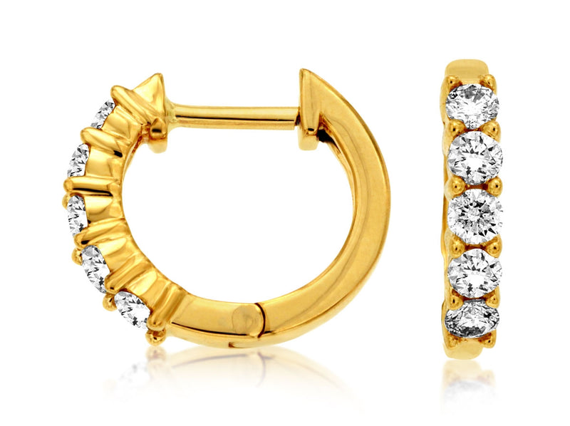 Elegant Yellow Gold Diamond Hoop Earrings
