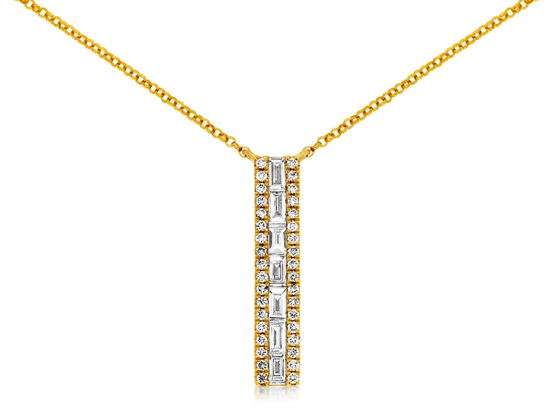 14K Yellow Gold Diamond Bar Drop Necklace 0.44CTW