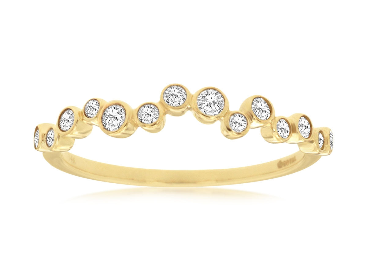 Sparkling 14K Yellow Gold Diamond Bubble Ring