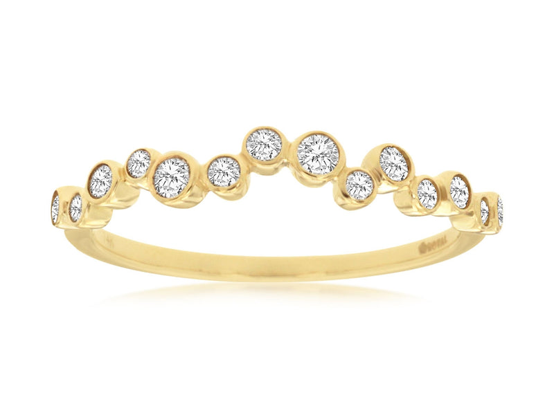 Sparkling 14K Yellow Gold Diamond Bubble Ring