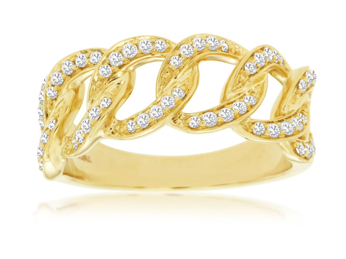 1/3 CTW Diamond Pavé Gold Link Chain Fashion Ring