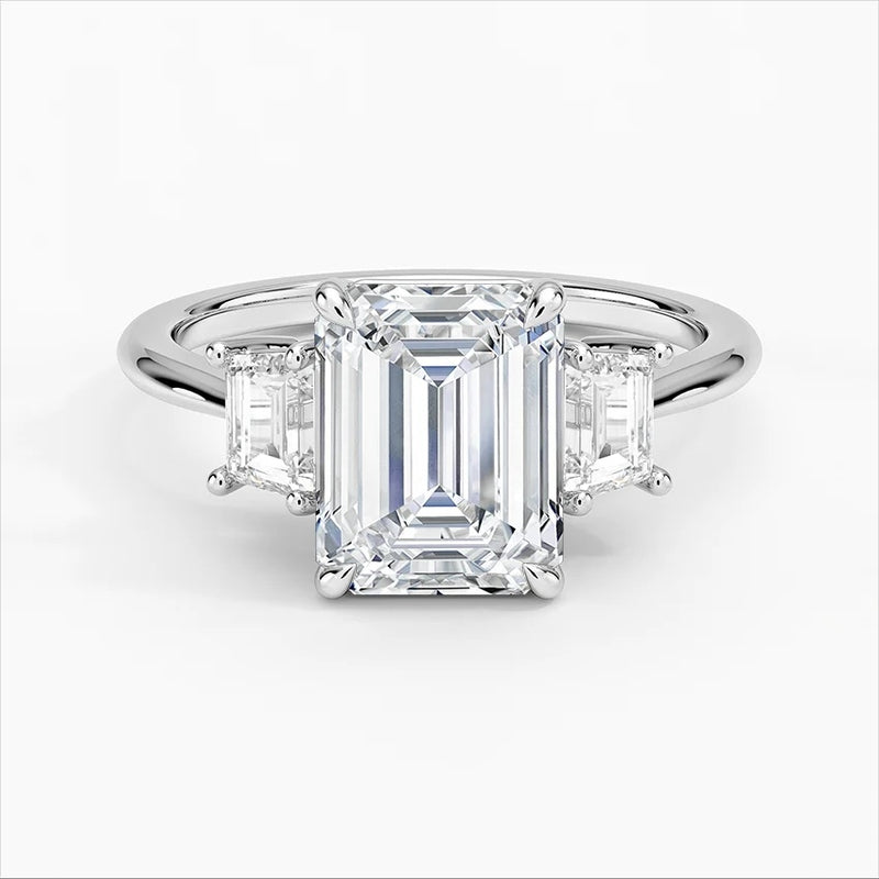 2.54 ctw Emerald & Trapeze Lab Grown 3-Stone Ring