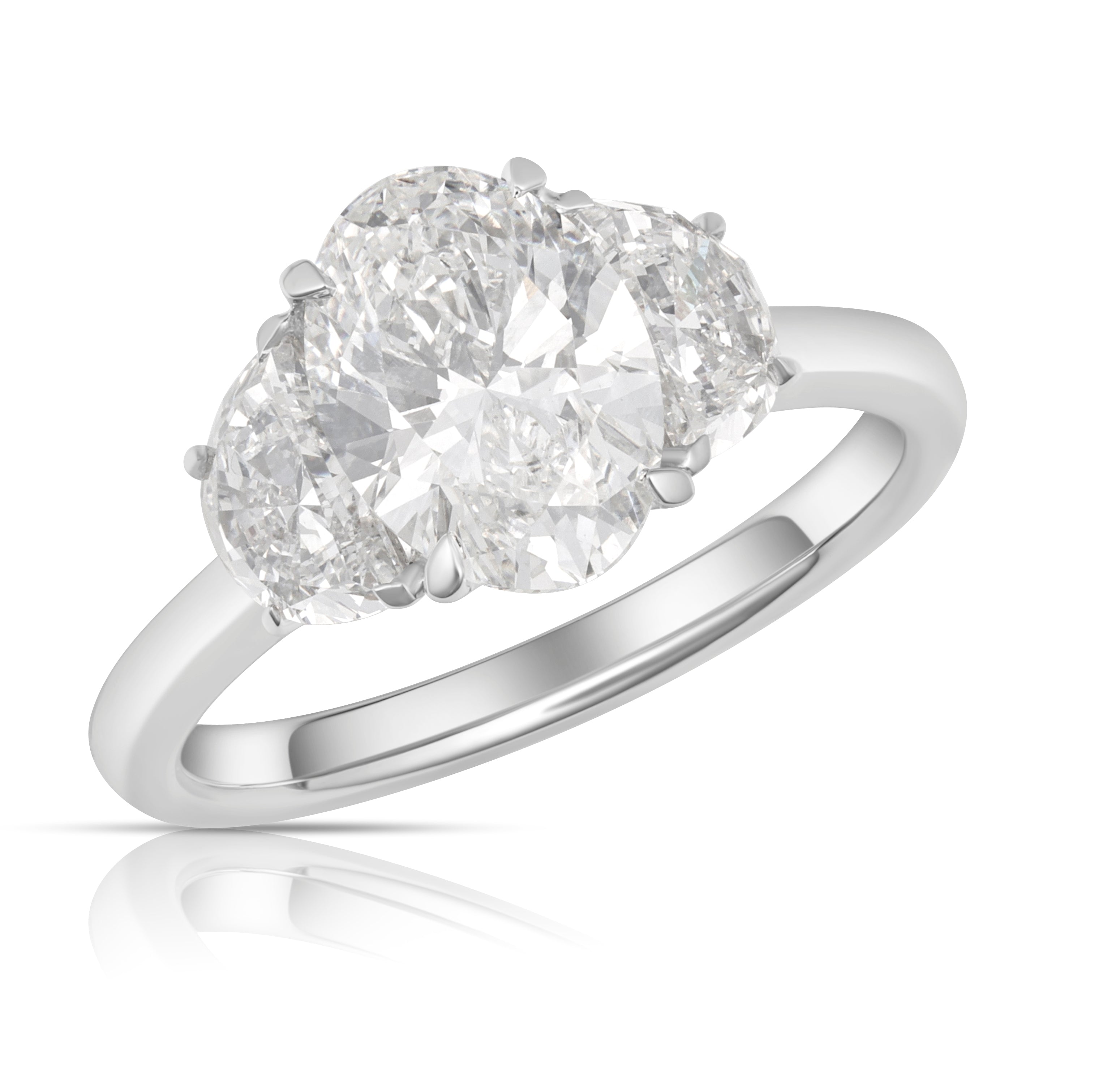 3.07ctw Lab Grown Oval 3-Stone Diamond 14KW Ring